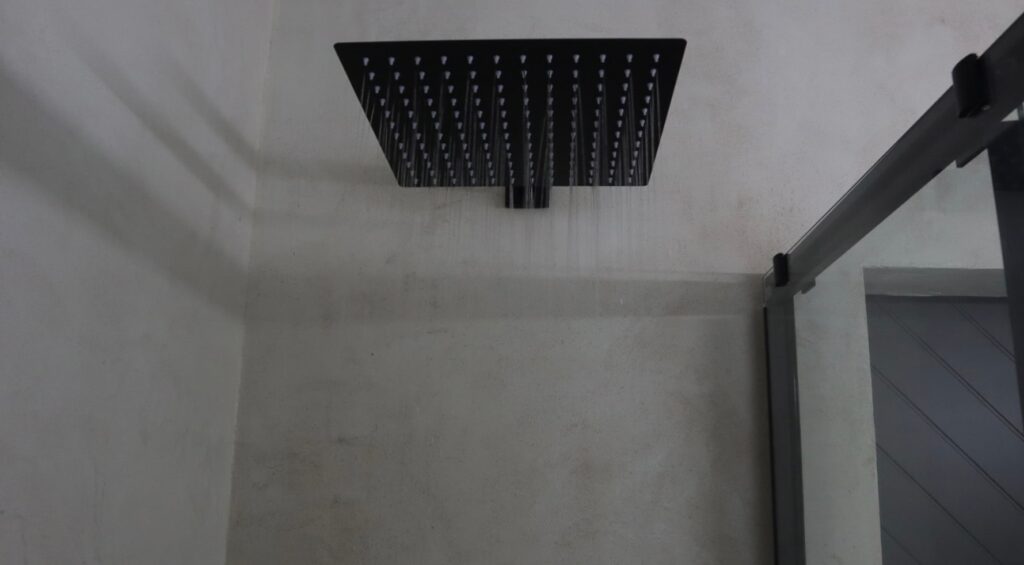 Concrete look microcement shower walls, Ottawa
